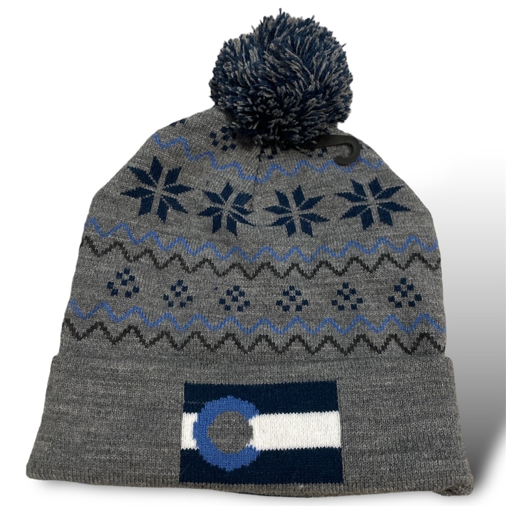 Colorado Limited Knit Beanie Snowboard w Pom Slate Gray Cuffed One size Ski